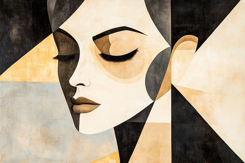 Portrait géométrique moderne d'une femme par Art & Soul Creations