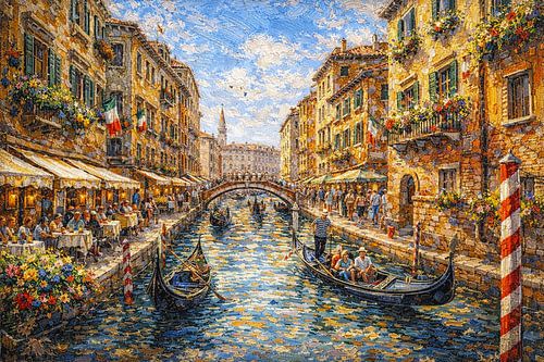 Venetië in Italië, een impressionistisch schilderij.