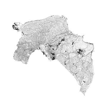 Les eaux de Groningue en noir et blanc sur Maps Are Art