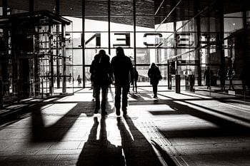Black and white Rotterdam Central Station
