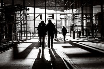 Black and white Rotterdam Central Station by Marco Bollaart