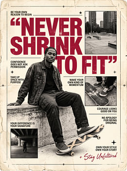 Never Shrink To Fit Confidence Does Not Ask Permission Urban Skater Graphic Design