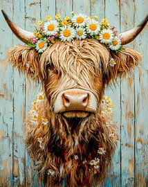 Cow dream - flower poetry in pastel by Klaus Tesching - Art-AI