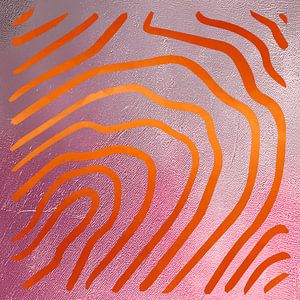 Abstrakt und modern, Organische Formen, Orange und Rosa. Gemischte Medien