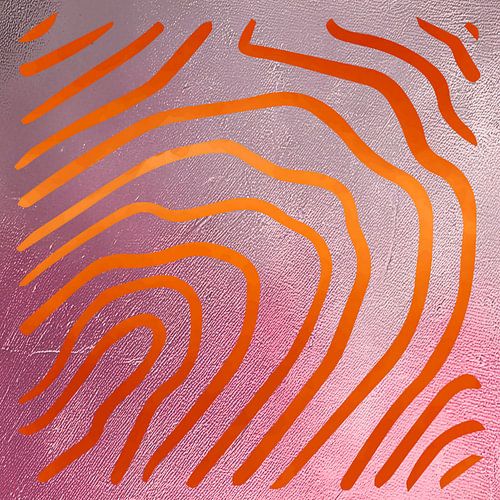 Abstract and modern, Organic shapes, Orange and Pink. Mixed media