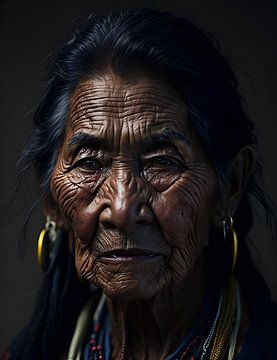 Ureinwohnerin, alte Frau von Henk van Holten