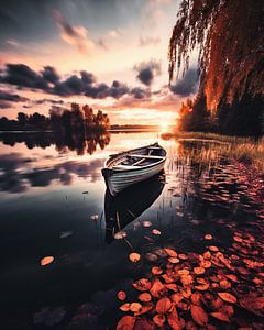 Boot im Herbst auf dem See