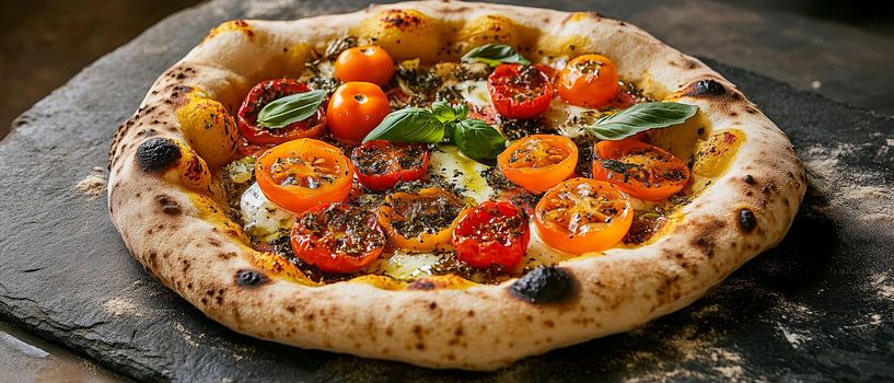 Pizza fraîche avec garniture de légumes colorés par Poster Art Shop