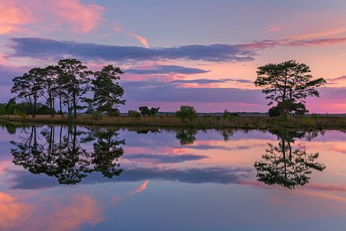 Zonsondergang in Holtveen, in Nationaal Park het Dwingelderveld