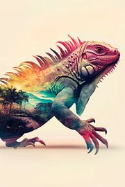 Colourful lizard with landscape by Poster Art Shop