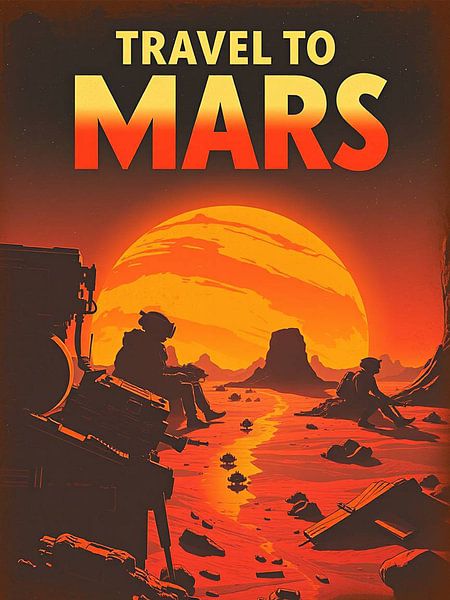 Affiche rétro "Travel to Mars" (Voyage sur Mars) par rendyokt rendy