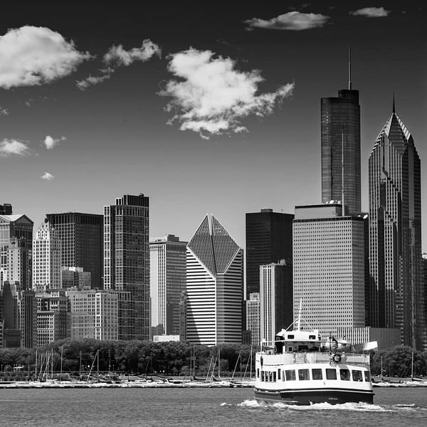 Skyline van CHICAGO | zwart-wit  van Melanie Viola