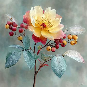 yellow flower with water and icing