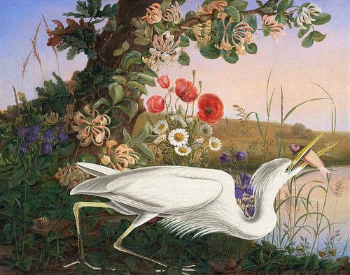 Heron in Summer Landscape