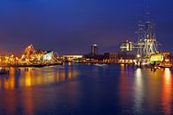 Hafen von Amsterdam bei Nacht mit dem VOC-Schiff in den Niederlanden von Eye on You Miniaturansicht