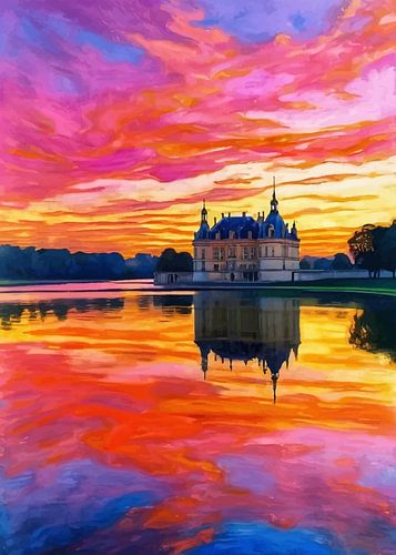 Château de Chantilly Zonsondergang