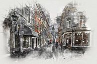 De Kremerstraat en de Peperbus in Bergen op Zoom (kunst) van Art by Jeronimo thumbnail