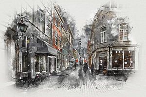 La Kremerstraat et le Peperbus à Bergen op Zoom (art) sur Art by Jeronimo