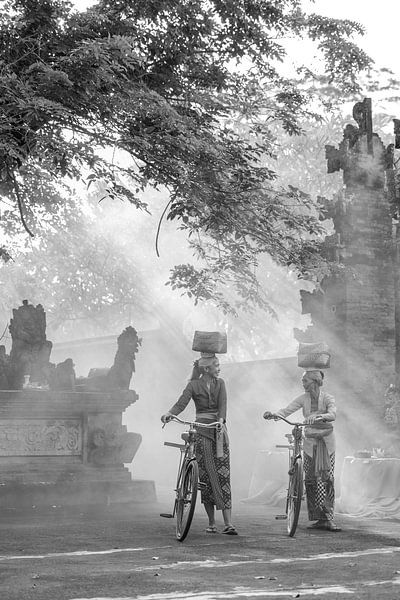 Biking and chatting ladies on Bali by Carin du Burck