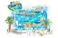 US Virgin Islands Illustrierte Reisekarte mit Straßen und Highlights von Markus Bleichner Miniaturansicht