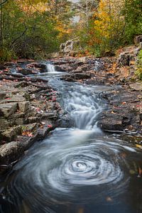 Laufender Bach zwischen den Felsen im Acadia Nationalpark im Herbst, USA