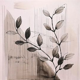 Japandi / Wabi-Sabi schilderij. Rustgevende takken van Studio Pieternel