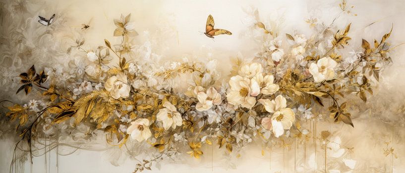 Flowers Rococo Painting by Preet Lambon
