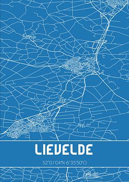 Blaupause | Karte | Lievelde (Gelderland) von Rezona