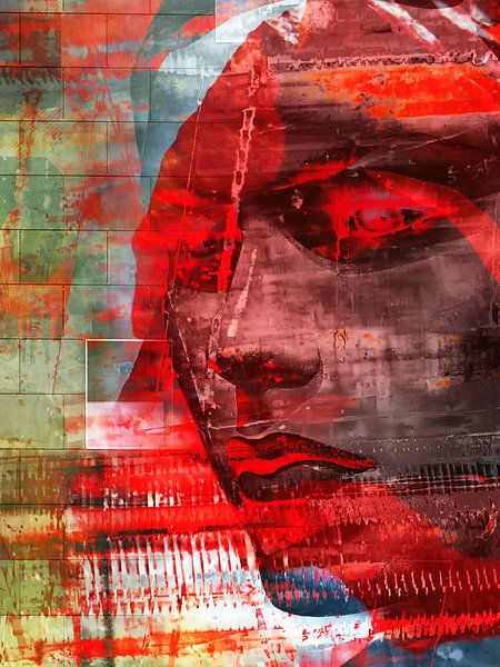 Het rode abstracte meisje van Gabi Hampe