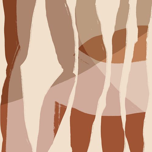 Art abstrait. Formes et lignes organiques en rose, terracotta, blanc et gris no. 2