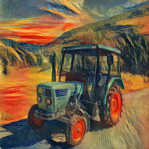 Trekker Deutz D3006 in stijl van Edvard Munch