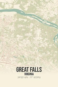 Vintage landkaart van Great Falls (Virginia), USA. van Rezona