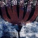 Abstract flower. Modern botanical in blue, black, white and rust by Dina Dankers thumbnail