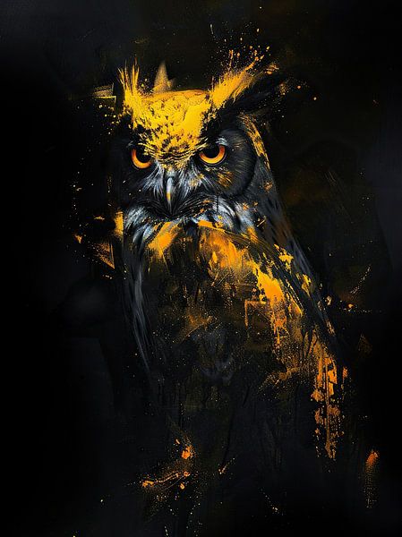 Malerei Goldene Eule von Kunst Laune