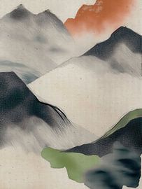 Abstraktes ZEN-Berglandschaftsbild im japanischen Stil (Teil 2 eines Zweiteilers) von Studio Pieternel