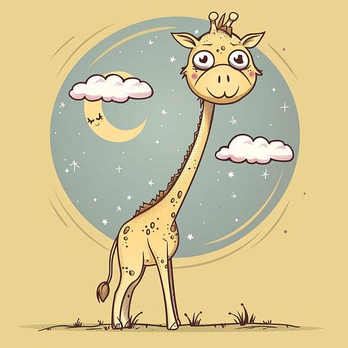 Pastel Giraffe in the Clouds