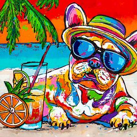 Cheerful beach Bulldog