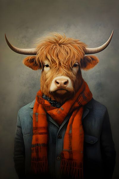 Schotse Hooglander Portret van But First Framing