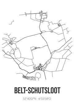Belt-Schutsloot (Overijssel) | Landkaart | Zwart-wit van Rezona