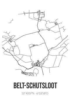 Belt-Schutsloot (Overijssel) | Carte | Noir et blanc sur Rezona