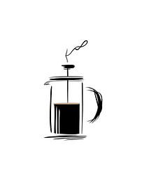 French press moment in modern line art by drdigitaldesign