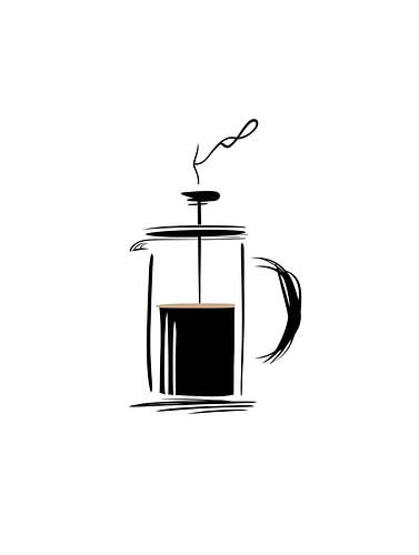 French press moment in modern line art by drdigitaldesign