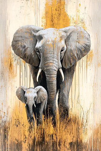 Moederolifant en jong kalf