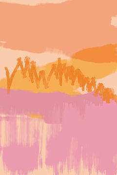 Colorful abstract landscape painting in neon and pastel colors by Abstract Minimalist Art