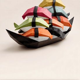 Bateaux abstraits en origami sushi sur Pixelbull Design