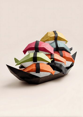 Abstracte origami-sushibootjes