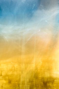 Luchtige abstractie in blauw en goudgeel van Western Exposure