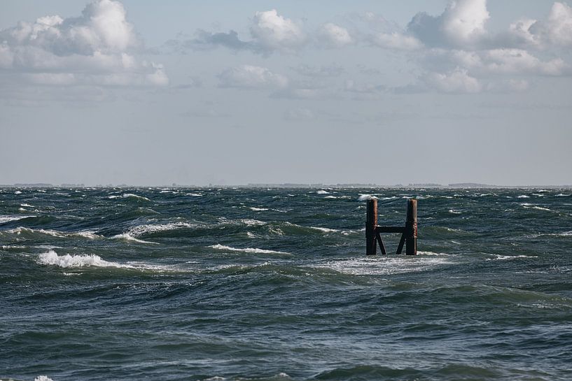 View over turbulent sea Westkapelle by Percy's fotografie