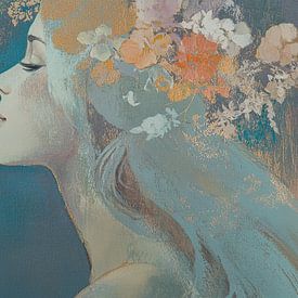 Femme tranquille et fleurs dans les cheveux sur Zen et Plus