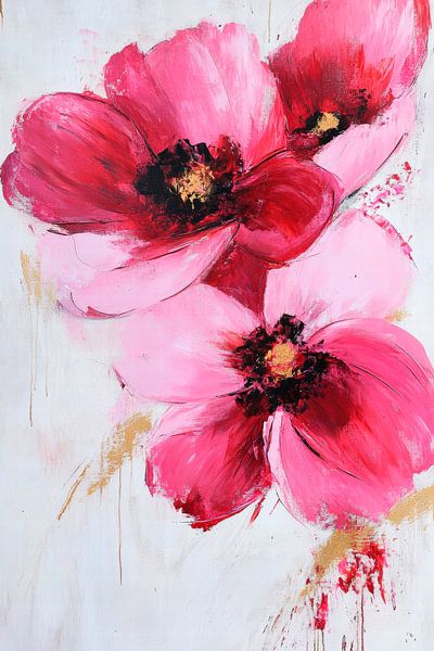 Blühende Aquarellblüten – Farbenfroh von Poster Art Shop